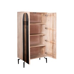 Armoire Romimex Noir Naturel Bois de manguier 45 x 170 x 90 cm