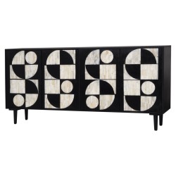 Sideboard Romimex Brown Black Wood Bone 40 x 80 x 160 cm