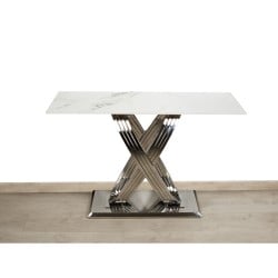 Table Romimex White Silver Stainless steel Synthetic marble 180 x 75 x 90 cm