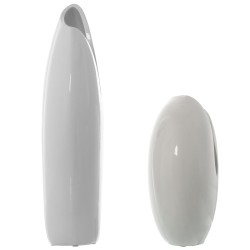 Ensemble de 2 Vases Alexandra House Living Blanc Céramique Brillant 23 x 24 x 42 cm (2 Pièces)