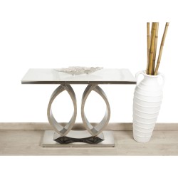 Console Romimex White Silver Stainless steel Synthetic marble 110 x 80 x 40 cm