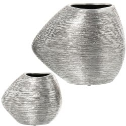 Set of 2 Vases Alexandra House Living Silver Ceramic 27 x 33 x 27 cm (2 Pieces)