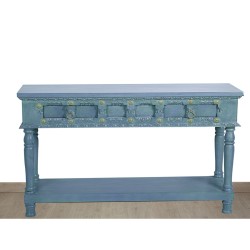 Console Romimex Blue Mango wood 130 x 76 x 35 cm