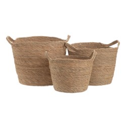 Lot de paniers Naturel Joncs 33 x 33 x 38 cm (3 Pièces)