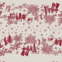 Stain-proof resined tablecloth Belum Christmas Toile Red Linen 140 x 140 cm