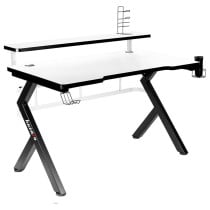 Bureau Gaming Huzaro HZ-Hero 5.0 White Blanc Noir Fibre de Carbone 120 x 60 cm