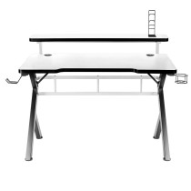 Bureau Gaming Huzaro HZ-Hero 5.0 White Blanc Noir Fibre de Carbone 120 x 60 cm