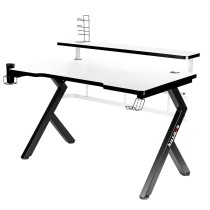 Bureau Gaming Huzaro HZ-Hero 5.0 White Blanc Noir Fibre de Carbone 120 x 60 cm