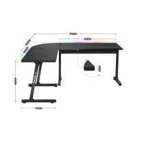 Desk Gaming Huzaro HZ-Hero 6.0 Black RGB Black Steel Carbon fibre 147 x 74 x 112 cm