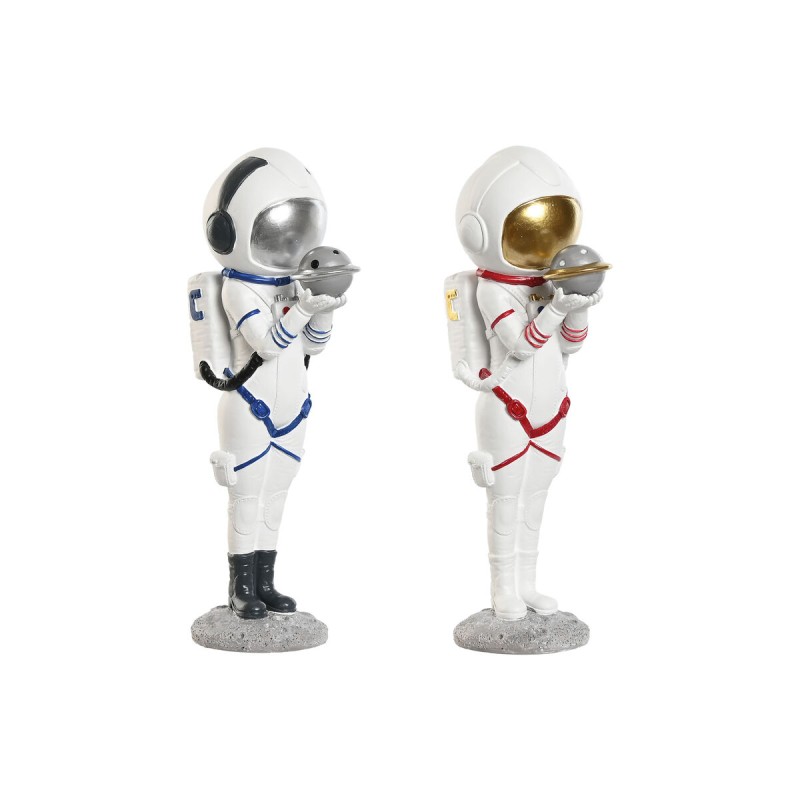 Decorative Figure Home ESPRIT Blue White Red Golden Lady Astronaut 11 x 7 x 25 cm (2 Units)