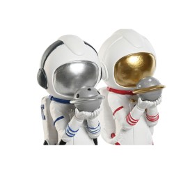 Decorative Figure Home ESPRIT Blue White Red Golden Lady Astronaut 11 x 7 x 25 cm (2 Units)