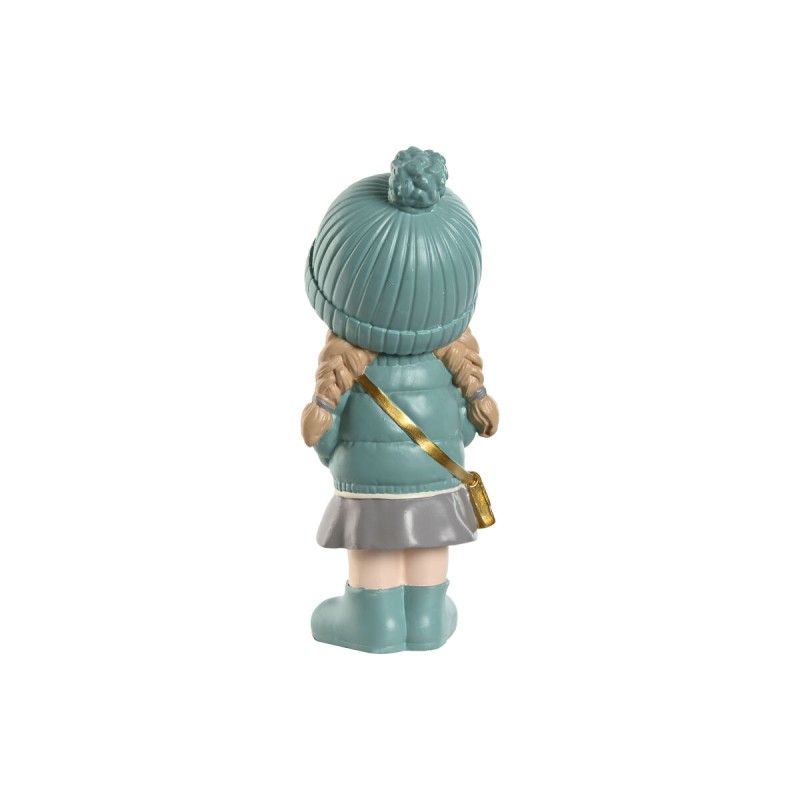 Figurine Décorative Home ESPRIT Rose Turquoise Doré 8 x 10 x 20 cm (2 Unités)