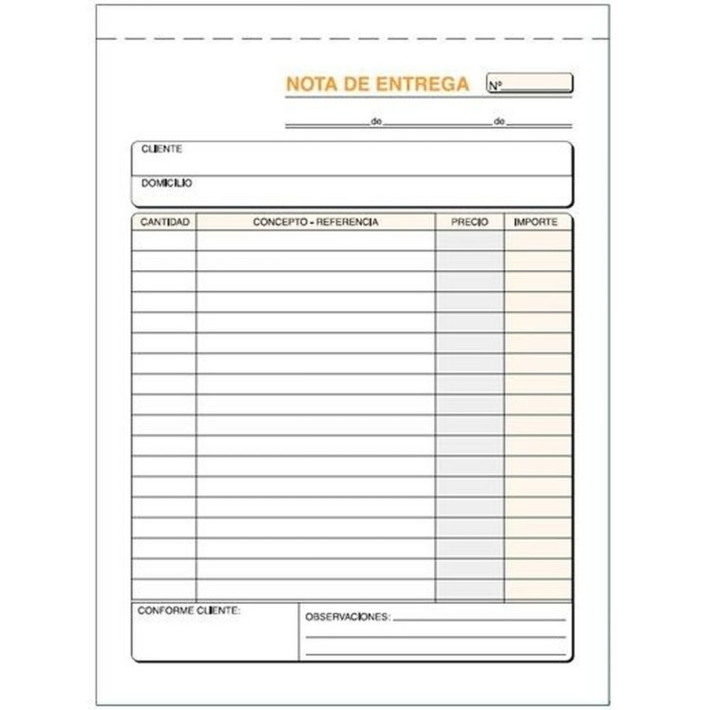 Delivery Book 15 x 21 cm (10 Units)