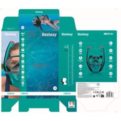 Bestway Set Maske und Schlauch Kinder Anatomischer Gurt Sortierte Farben +3 Jahre Strand und Pool 24036