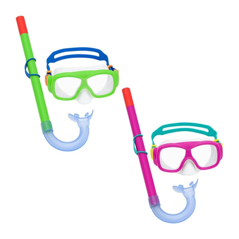 Snorkel Goggles and Tube for Children Bestway Green Pink (1 Unit)