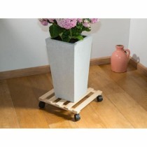 Flowerpot Standt with Wheels Nature Natural Fir wood (35 x 35 x 7,4 cm)