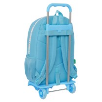 School Rucksack with Wheels Benetton Spring Sky blue 30 x 46 x 14 cm