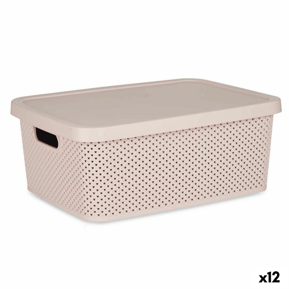 Boîte de rangement avec couvercle Rose Plastique 13 L 28,5 x 15 x 38,5 cm (12 Unités)