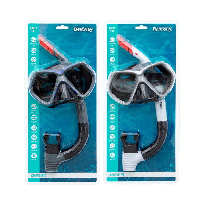 Snorkel Goggles and Tube Bestway White Grey Adult (1 Unit)