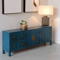 TV furniture ORIENTE 130 x 24 x 50,5 cm Blue MDF Wood