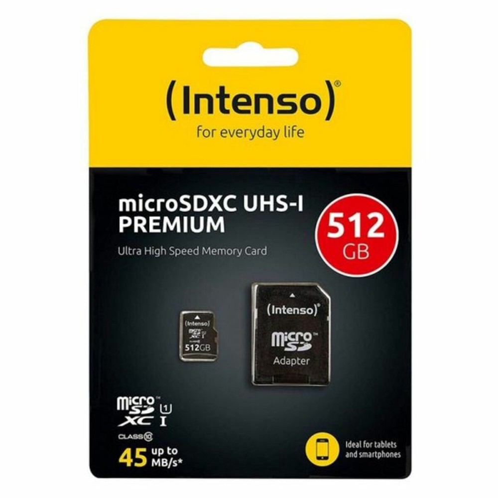 Carte Mémoire Micro SD avec Adaptateur INTENSO 3423493 512 GB 45 MB/s 512 GB