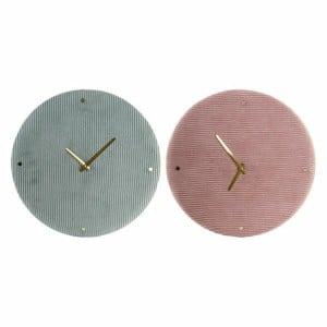 Wanduhr DKD Home Decor grün Rosa 40,5 x 5,5 x 40,5 cm (2 Stück)