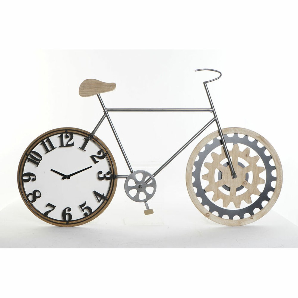 Wall Clock DKD Home Decor 108 x 6,4 x 63,5 cm Natural Black Bicycle Metal MDF Wood