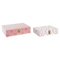 Set of decorative boxes DKD Home Decor White Orange Wood Canvas 29 x 21 x 8 cm (2 Units) (12 Units)