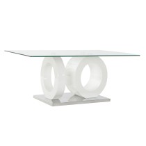 Table Basse DKD Home Decor Blanc Transparent Bois Verre Bois MDF 110 x 60 x 45 cm