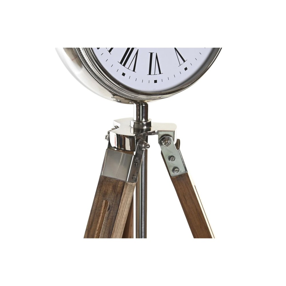 Table clock DKD Home Decor 22 x 40 x 80 cm Natural Silver Aluminium Tripod Mango wood Traditional