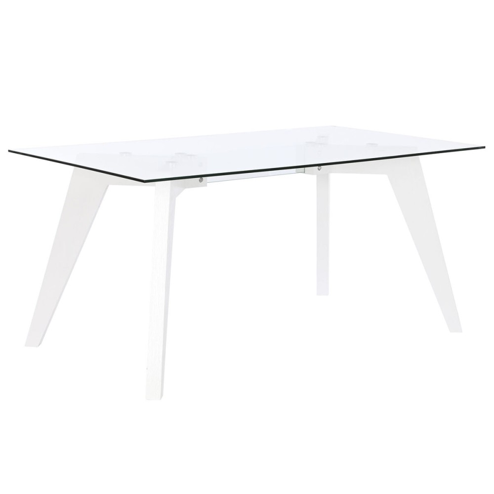 Table de Salle à Manger DKD Home Decor Blanc Transparent Verre Bois MDF 160 x 90 x 75 cm