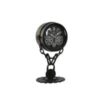 Table clock Home ESPRIT Black Silver Metal Crystal 18 x 17 x 33 cm