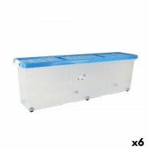 Boîte de rangement avec couvercle Tontarelli Bleu Transparent Plastique 120 x 30 x 39 cm roues (6 Unités)