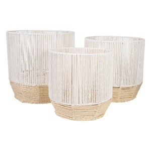 Set of Planters Romimex White Rope (3 Pieces)