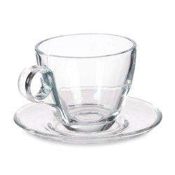 Tasse avec sous-tasse Transparent verre 170 ml (6 Unités)