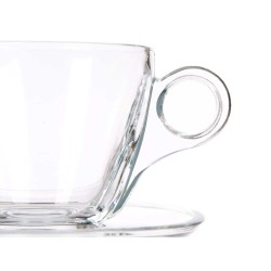 Tasse avec sous-tasse Transparent verre 170 ml (6 Unités)