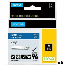 Ruban Laminé pour Etiqueteuses Rhino Dymo ID1-12 Bleu Blanc 12 x 5,5 mm Autocollants (5 Unités)