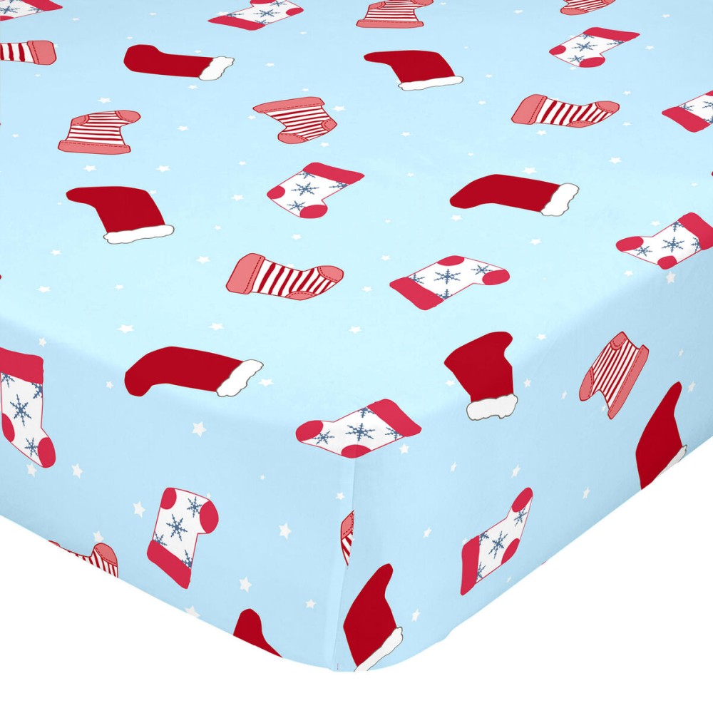 Bettlaken HappyFriday XMAS Blau Bunt 60 x 120 x 14 cm