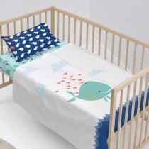 Jeu de draps HappyFriday Moshi Moshi Whale Multicouleur Lit de bébé 2 Pièces