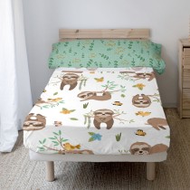 Jeu de draps HappyFriday Moshi Moshi Happy sloth Multicouleur Lit 1 persone 2 Pièces