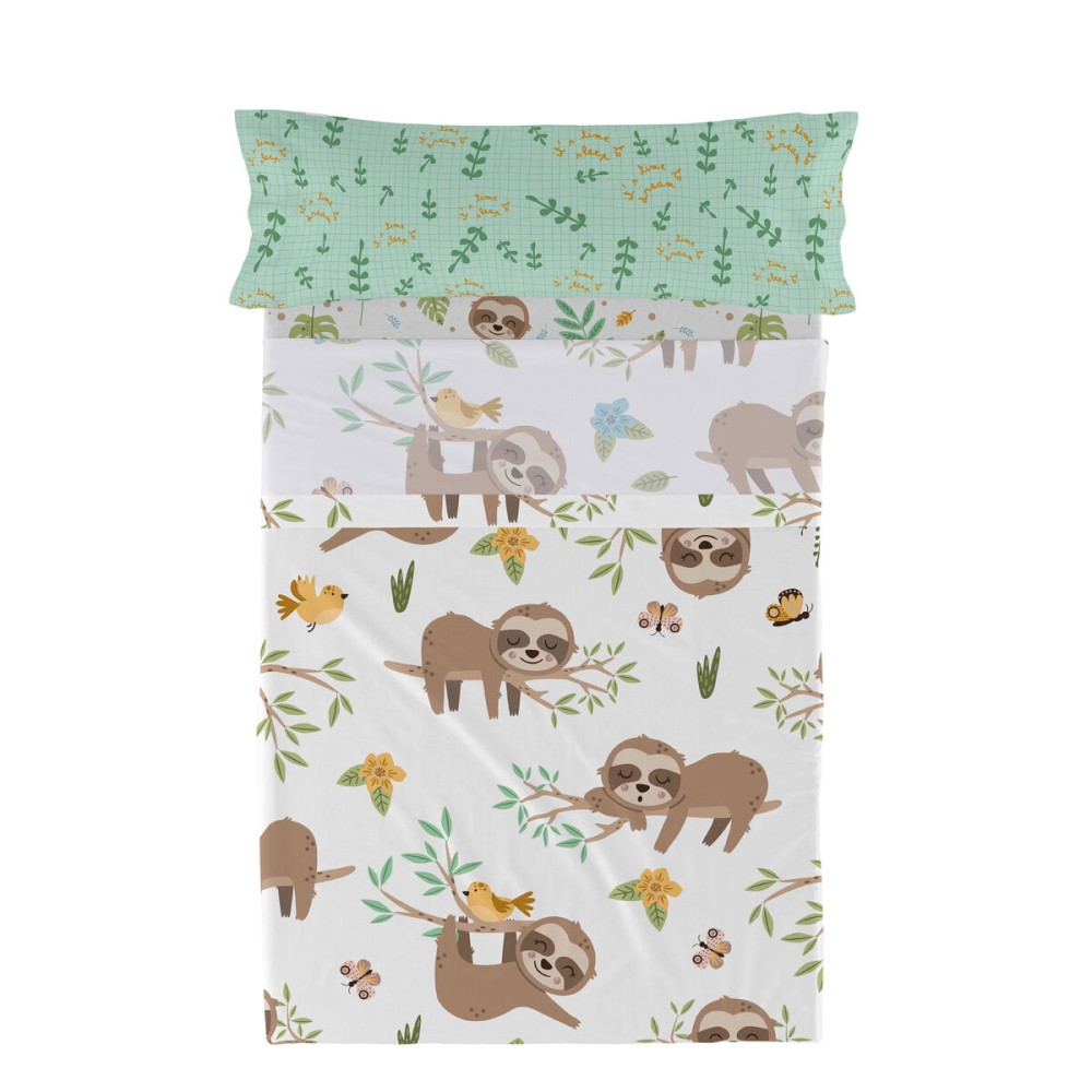 Bedding set HappyFriday Moshi Moshi Happy sloth Multicolour Single 2 Pieces