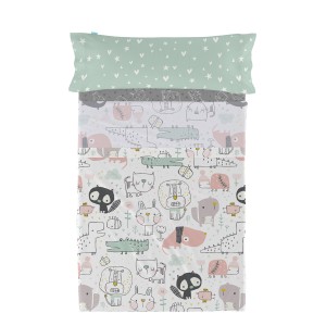 Jeu de draps HappyFriday Moshi Moshi Best buddies  Multicouleur Lit 1 persone 2 Pièces