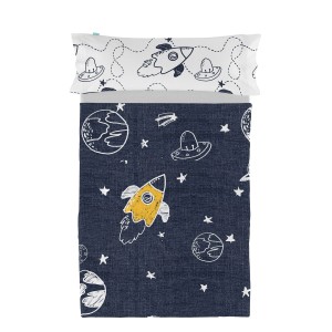 Jeu de draps HappyFriday Mr Fox Starspace Multicouleur Lit 1 persone 2 Pièces