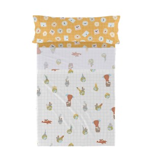 Jeu de draps HappyFriday Mr Fox World Trip Multicouleur Lit 1 persone 2 Pièces