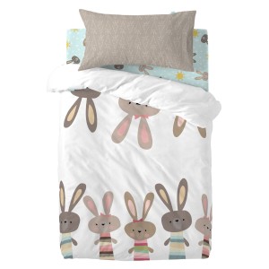 Bettbezug-Set HappyFriday Moshi Moshi Rabbit Family Bunt Babybettchen 2 Stücke