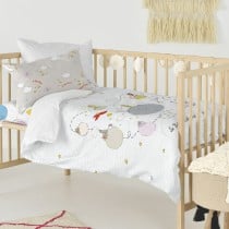 Duvet cover set HappyFriday Le Petit Prince Voyageur Multicolour Baby Crib 2 Pieces