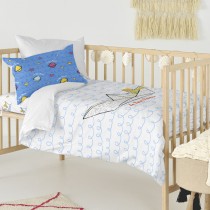 Parure de couette HappyFriday Le Petit Prince Navire Multicouleur Lit de bébé 2 Pièces