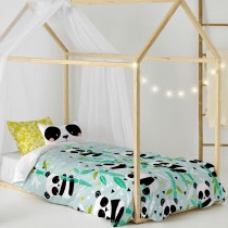 Parure de couette HappyFriday Moshi Moshi Panda Garden Blue Bleu Lit 1 persone 2 Pièces