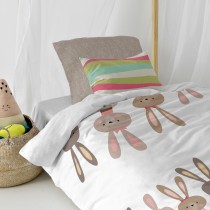 Parure de couette HappyFriday Moshi Moshi Rabbit Family Multicouleur Lit 1 persone 2 Pièces