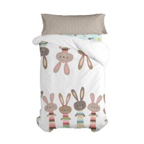 Parure de couette HappyFriday Moshi Moshi Rabbit Family Multicouleur Lit 1 persone 2 Pièces